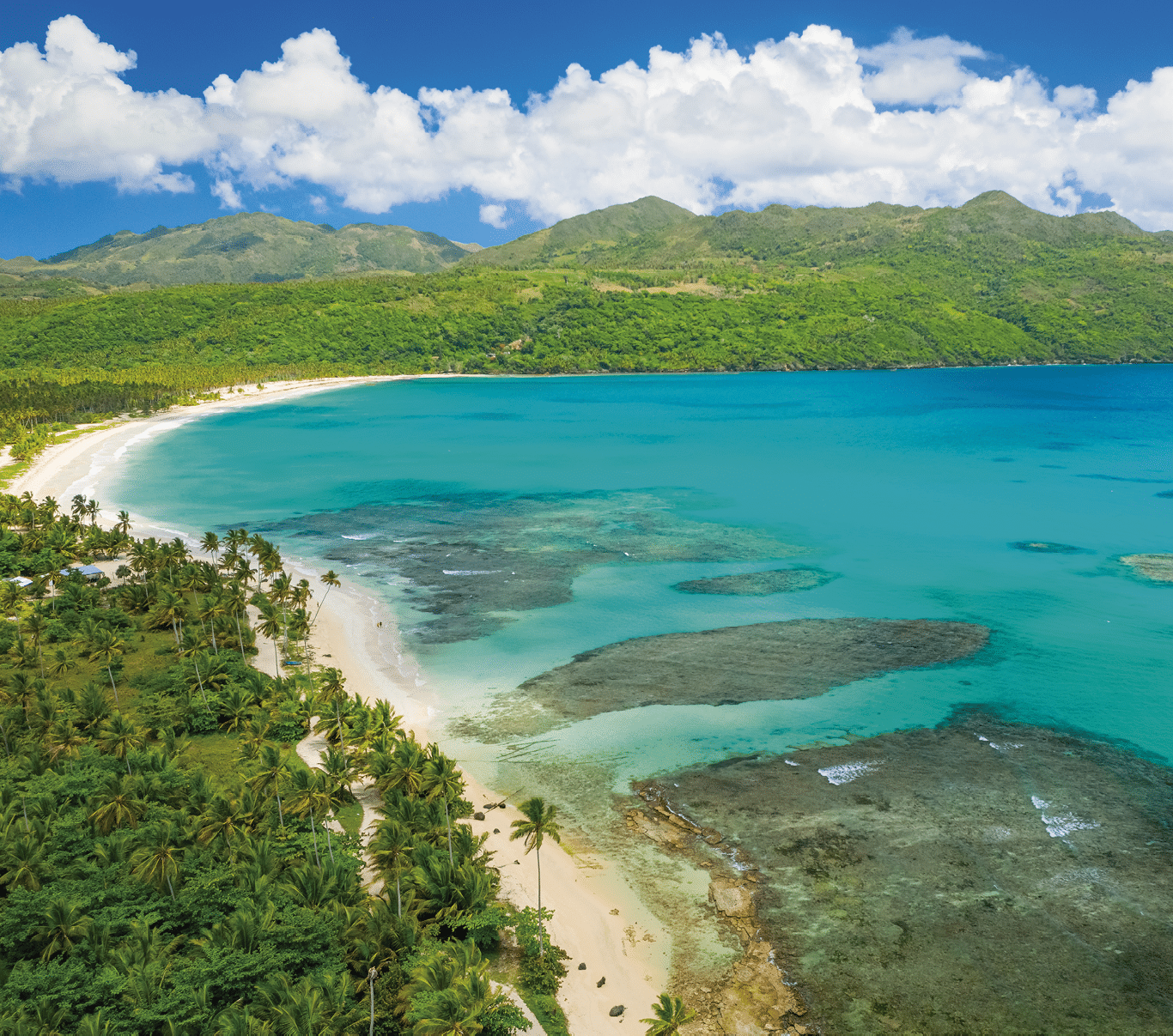 Aerial photography of wonderful tropical panorama of Rincon bay Samana peninsula,Rincon beach,Dominican Republic 