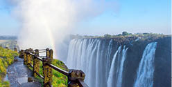 view of Victoria Falls at Zambia side, one of most iconic African natural landmarks