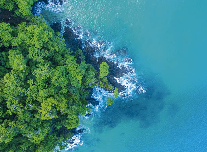 Beautiful aerial view of a magestic Beach in Costa Rica