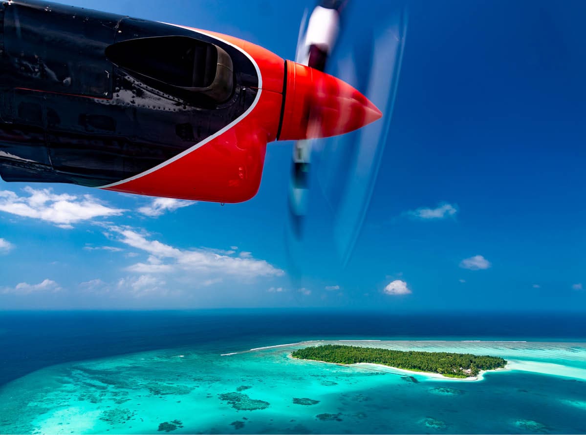 Flying over Dhaalu atoll Maldives 