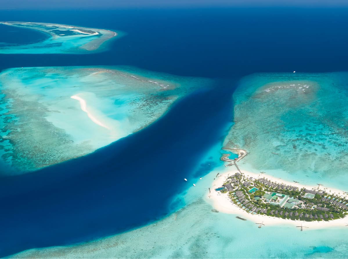 Beautiful huge aerial of the islands and sandbars of the stunning Fushifaru Lhaviyani Atoll, Maldives  Converted from RAW