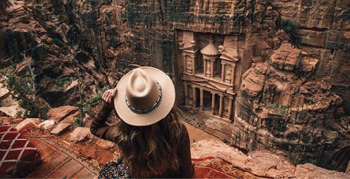 Girl at the wonder of the world Petra in Jordan