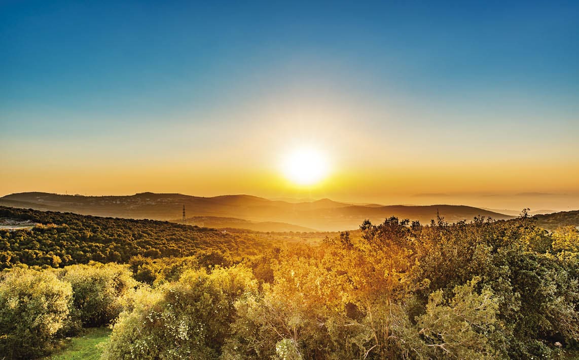 Sunset in Ajloun, Jordan  Ajloun  It is located about 76 km north west of Amman, with Israel visible 
