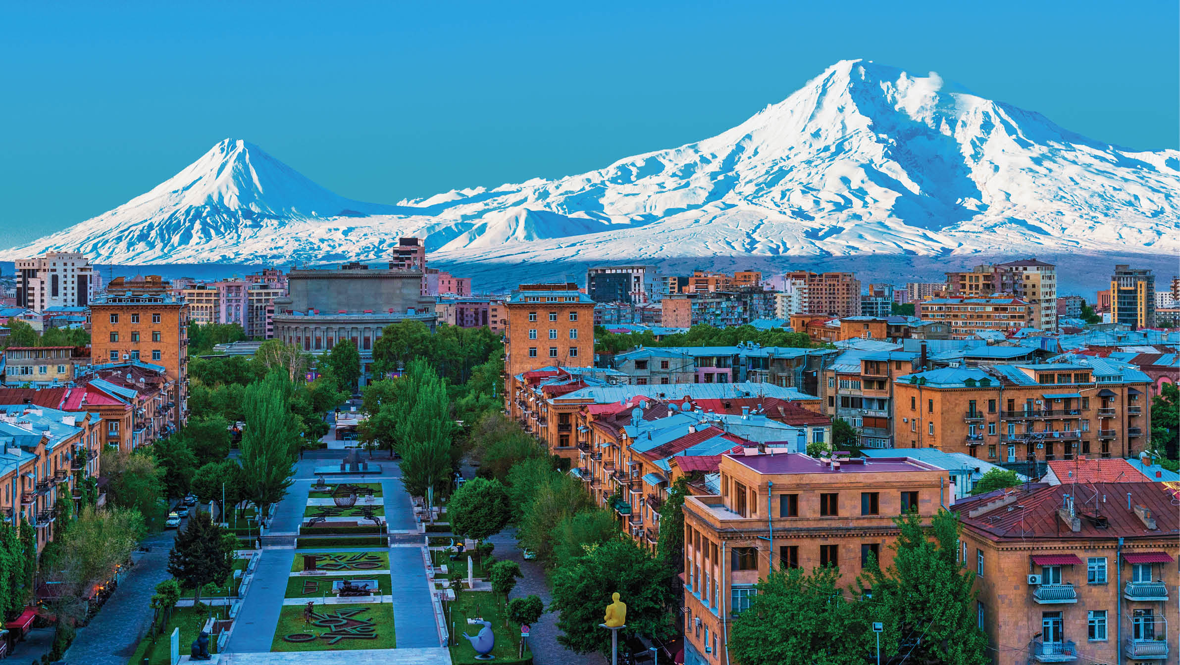 view of mountain Ararat and Yerevan city 23 4 2018