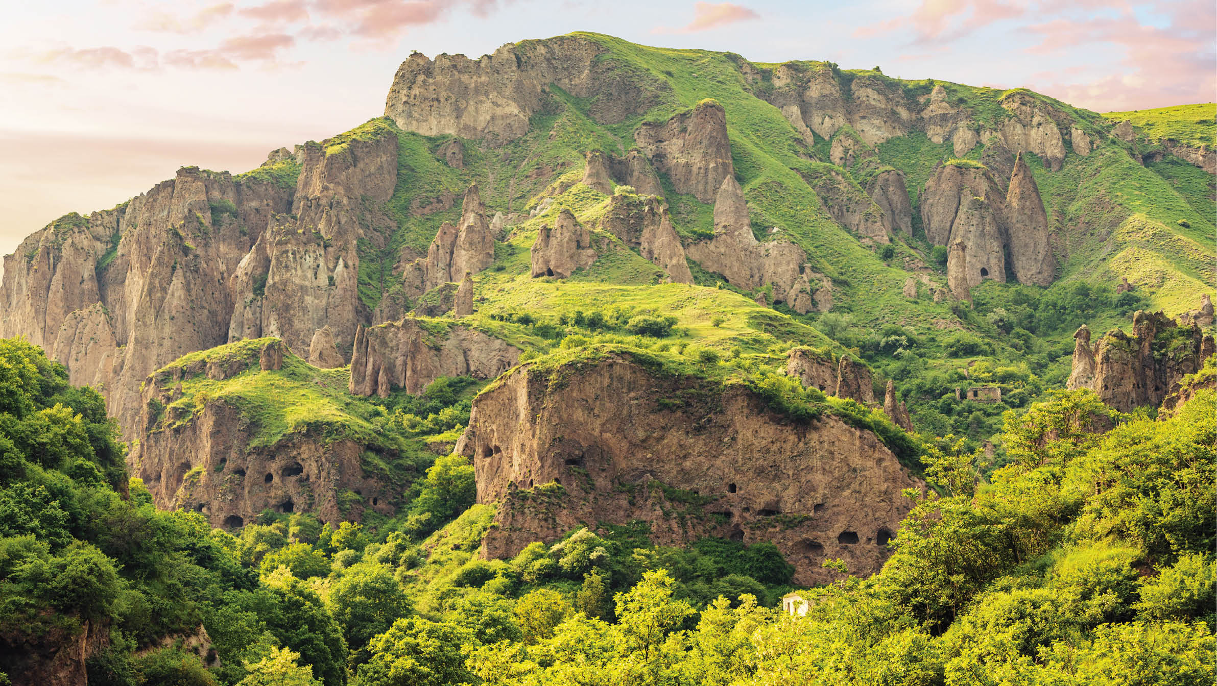 A view of the ancient cave city of Khndzoresk in Armenia is a popular tourist and historical destination for tourism and explore