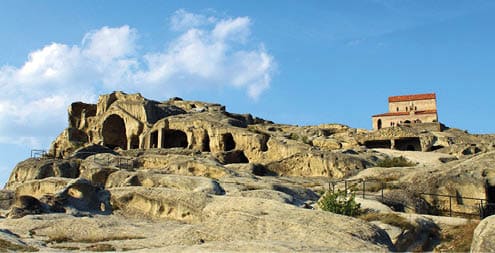 Ancient cave monastery of David Gareji carved into the rocks on the border of Georgia and Azerbaijan 