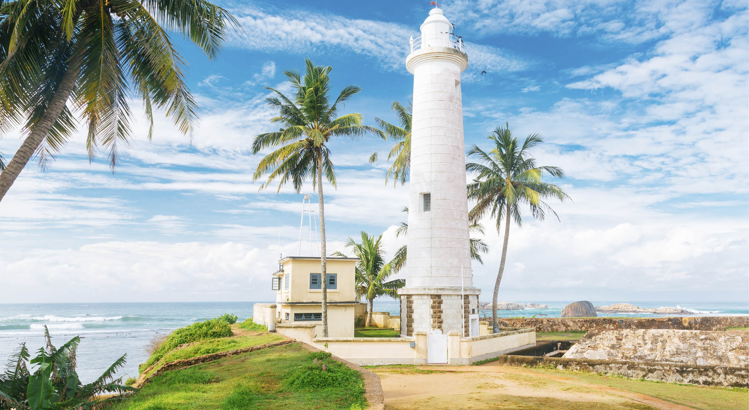 Galle Fort Lighthouse, Sri Lanka. Blue sky with clouds on the background. Shot with Canon 5D mk III