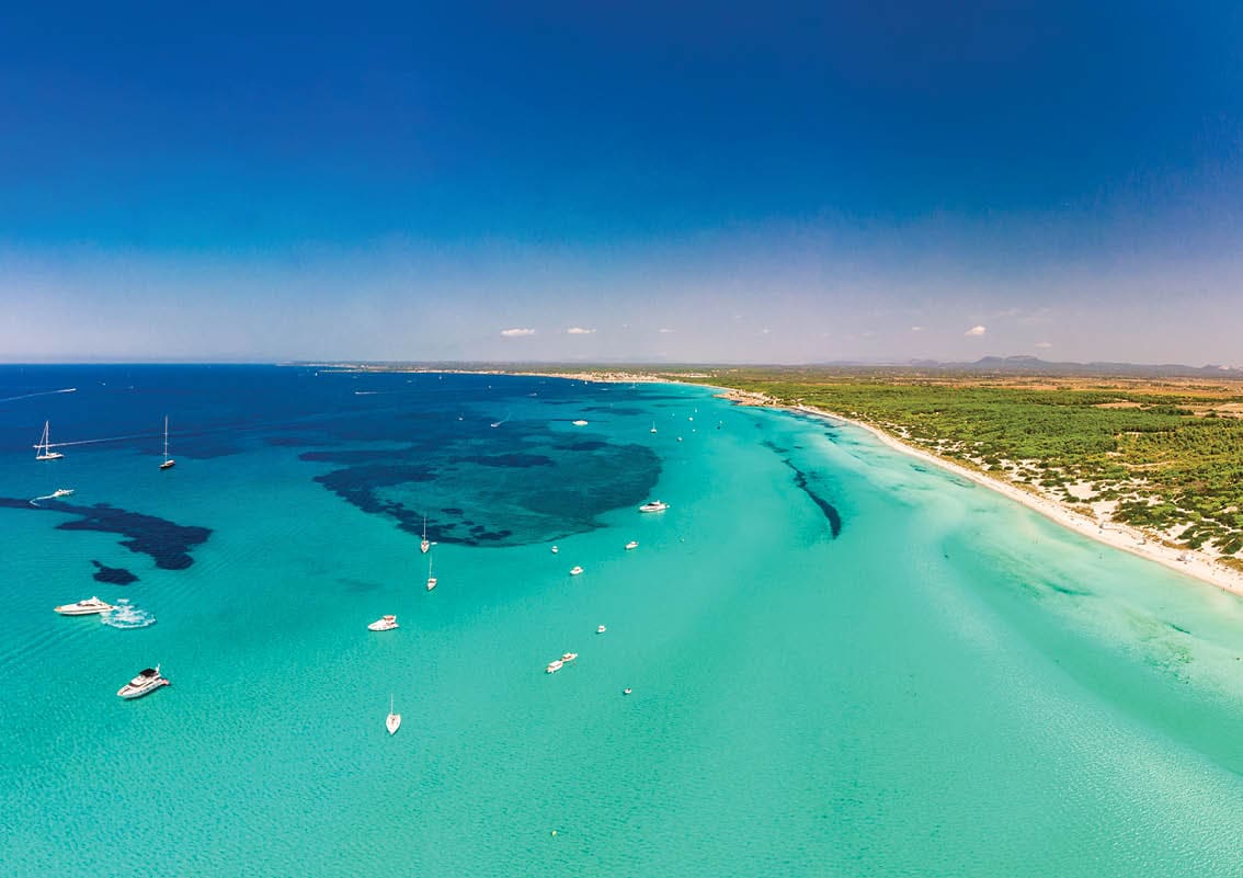 Summer on Majorca Es Trenc ses Arenes beach in Balearic Islands, Spain, July 2020