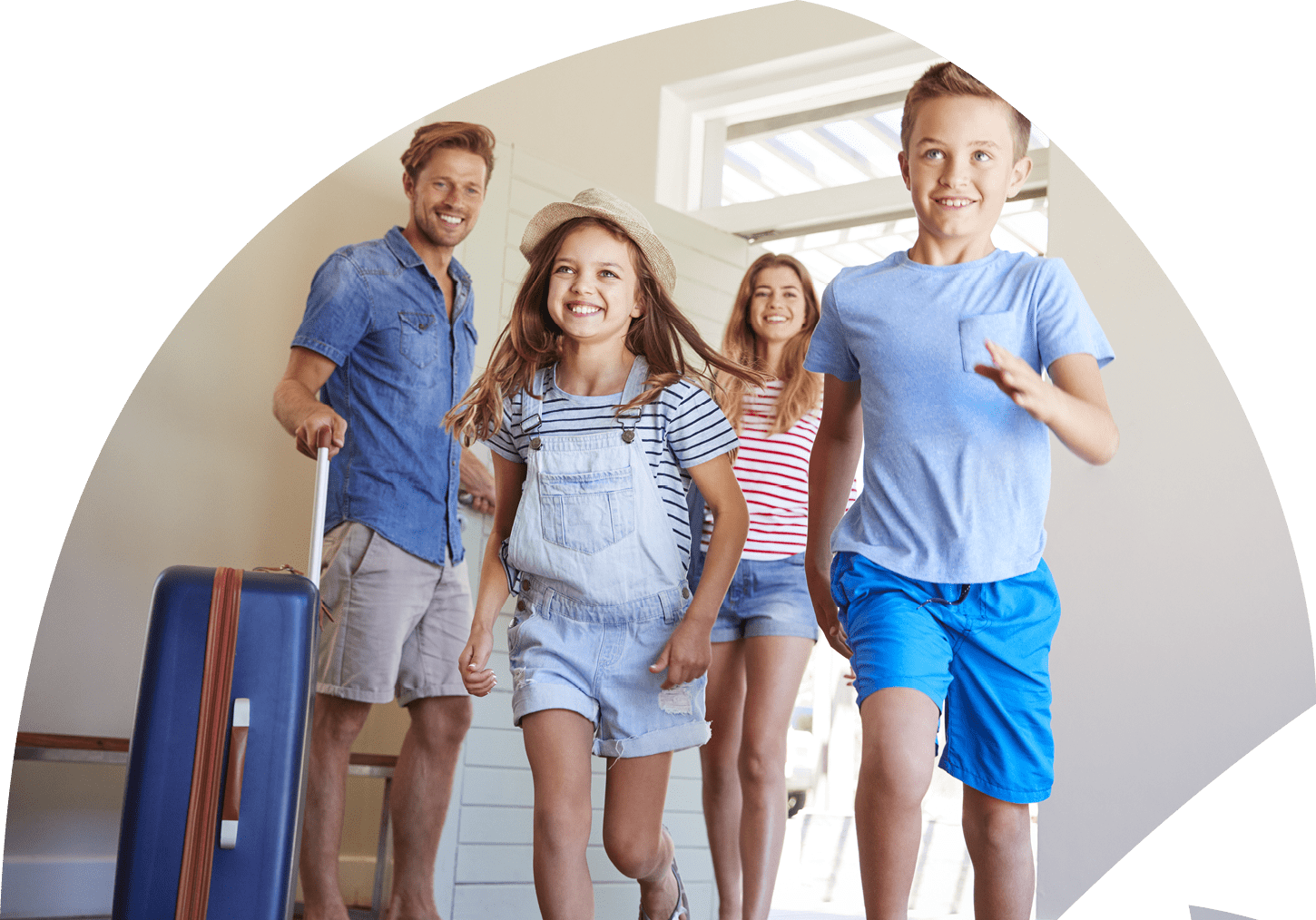 Family Arriving At Summer Vacation Rental