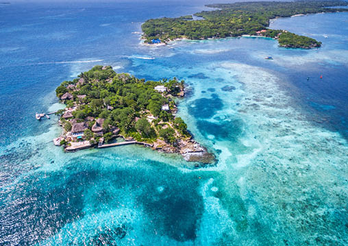 Rosario Islands (Islas del Rosario) in Cartagena de Indias, Colombia, aerial view 