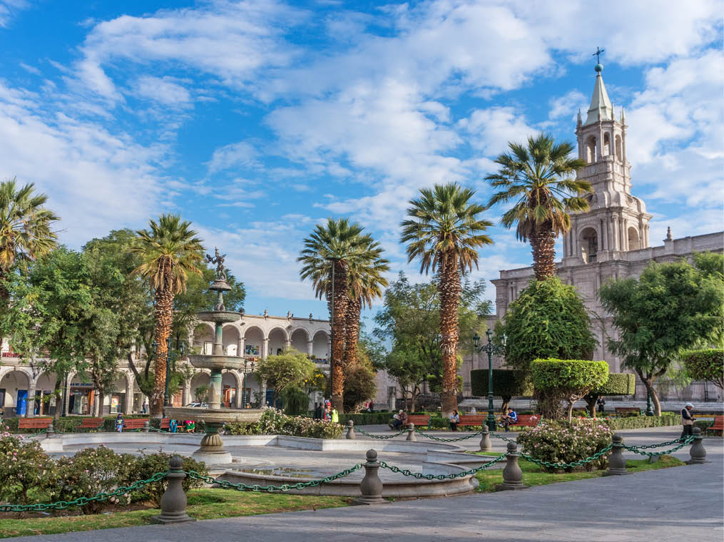 Arequipa, Peru on 12 Apr, 2015: Cathedral of Arequipa in Peru