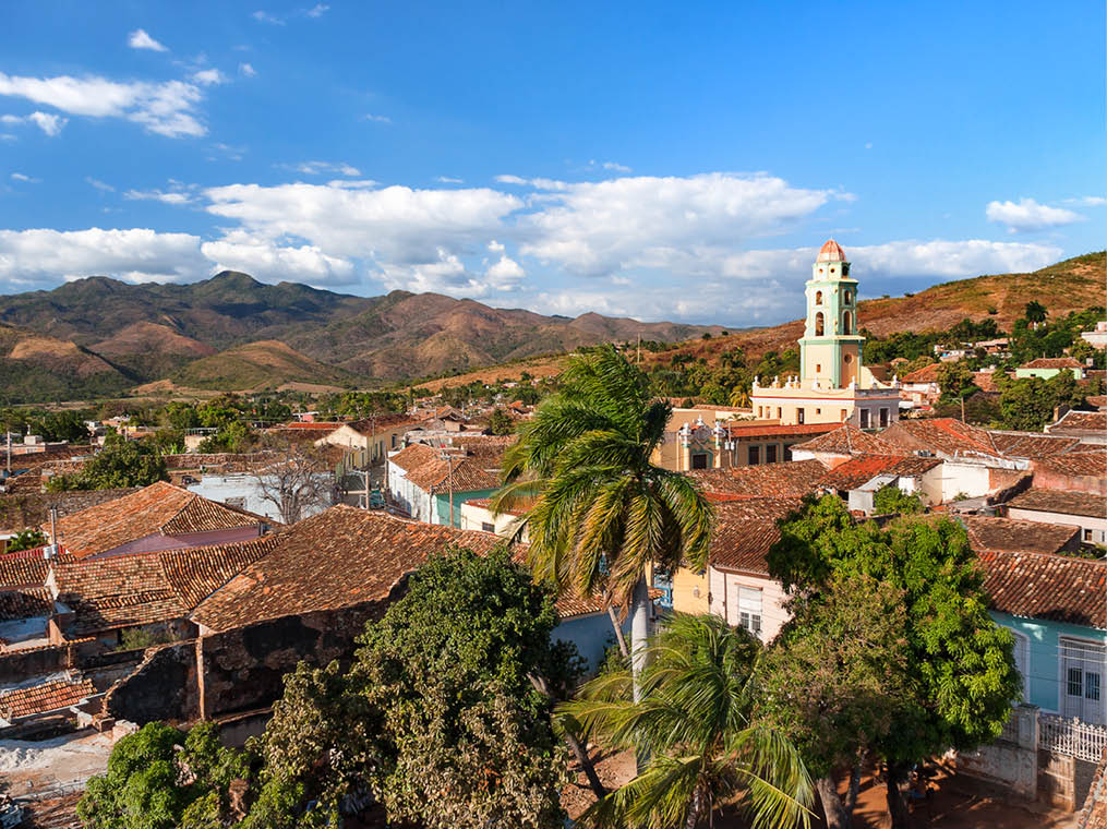 Colonial town cityscape of Trinidad, Cuba  UNESCO World Heritage Site  Tower of Museo Nacional de la Lucha Contra Bandidos