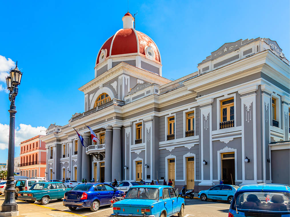 Central square wit red dome palace, Cienfuegos, Cuba