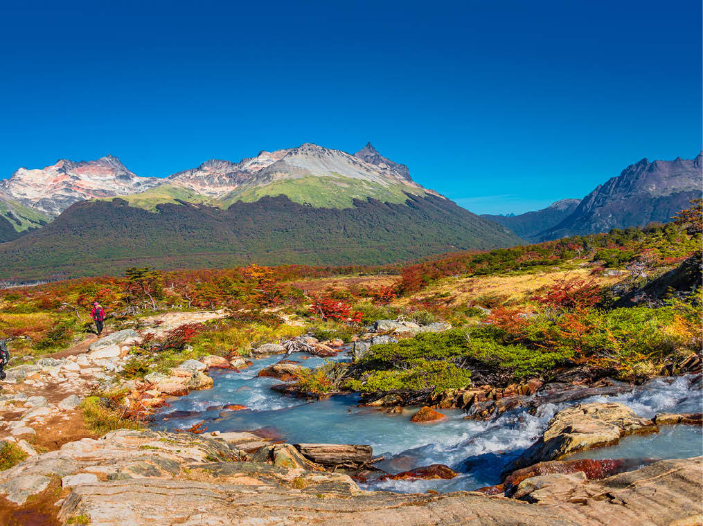 Gorgeous landscape of Patagonia's Tierra del Fuego National Park in Autumn, 2017