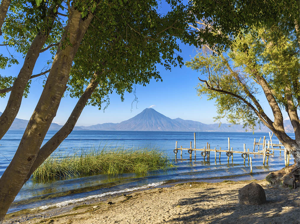 Lake Atitlan at Panajachel, Solola - Volcano Lake in Highland of Guatemala