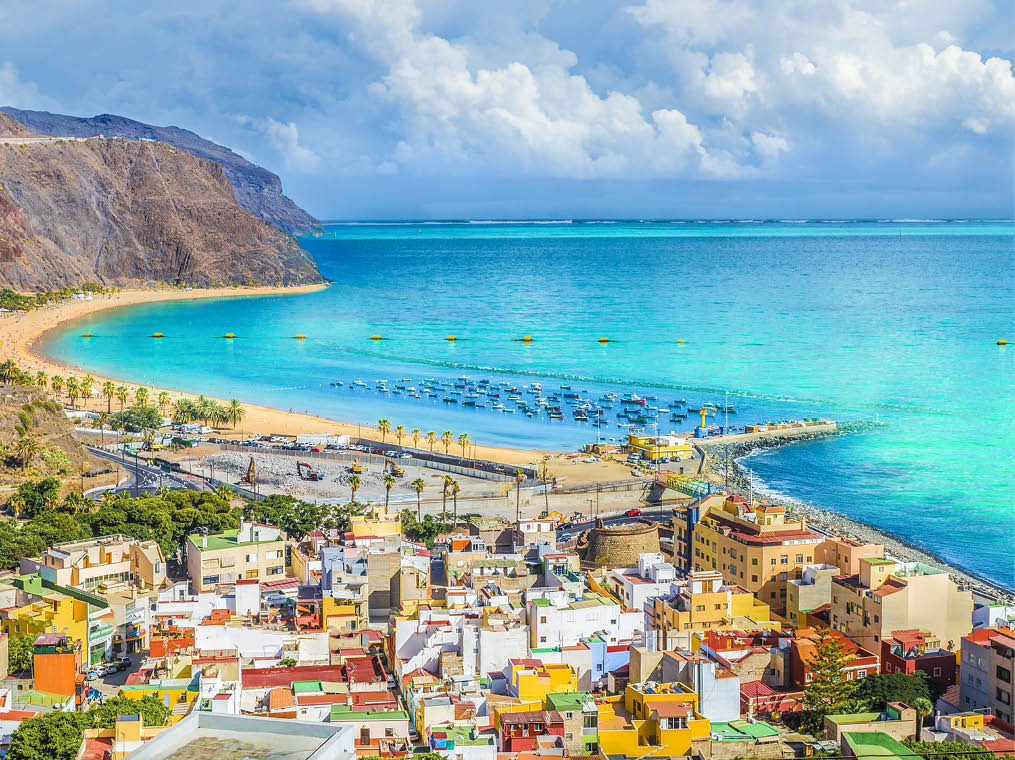View of San Andres village and Las Teresitas beach, Tenerife, Canary Islands, Spain