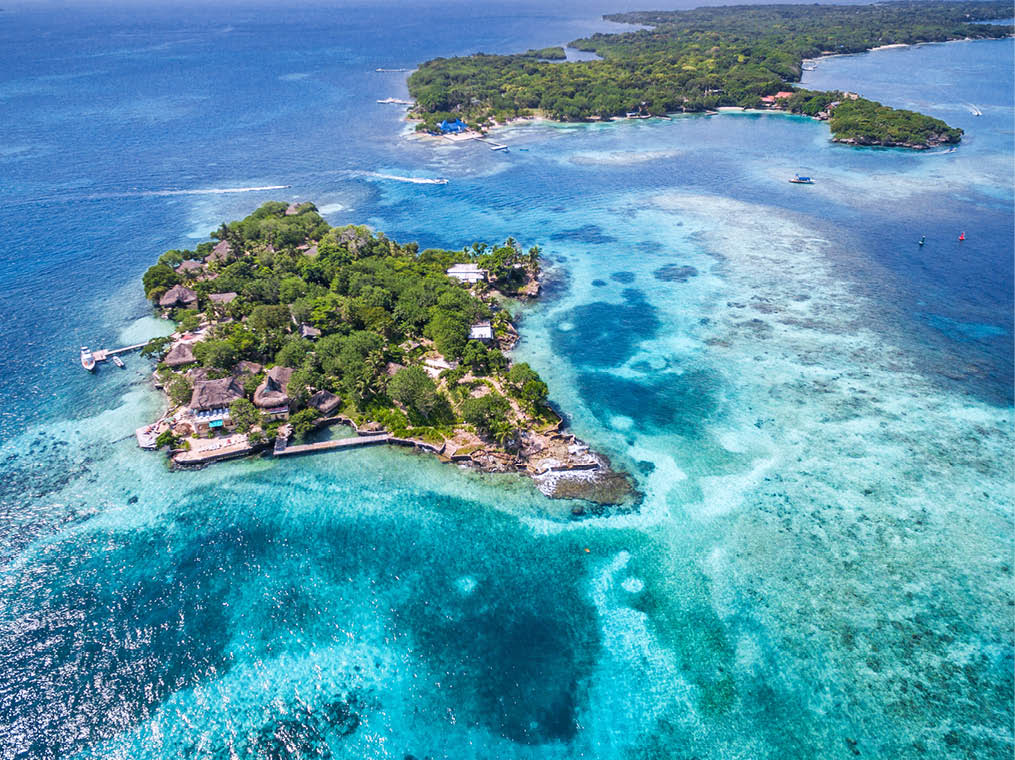 Rosario Islands (Islas del Rosario) in Cartagena de Indias, Colombia, aerial view 