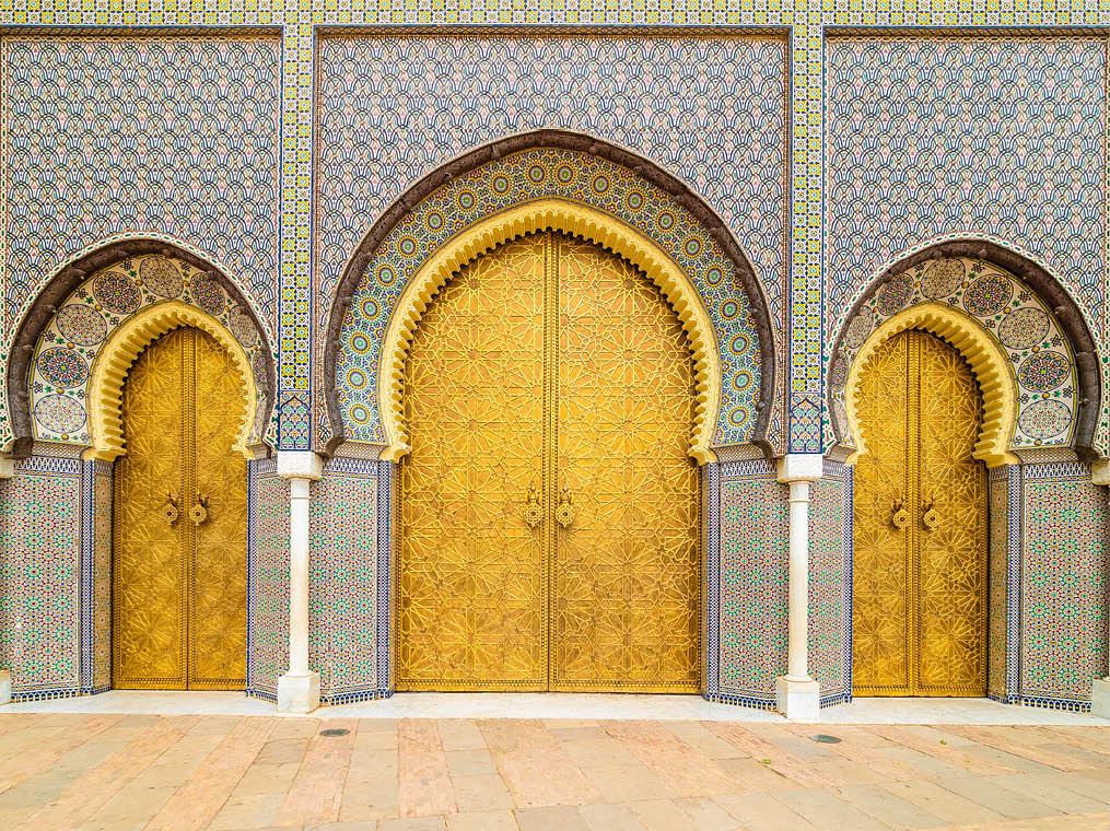 Entrance gates to the Royal Palace in Fes, Morocco
