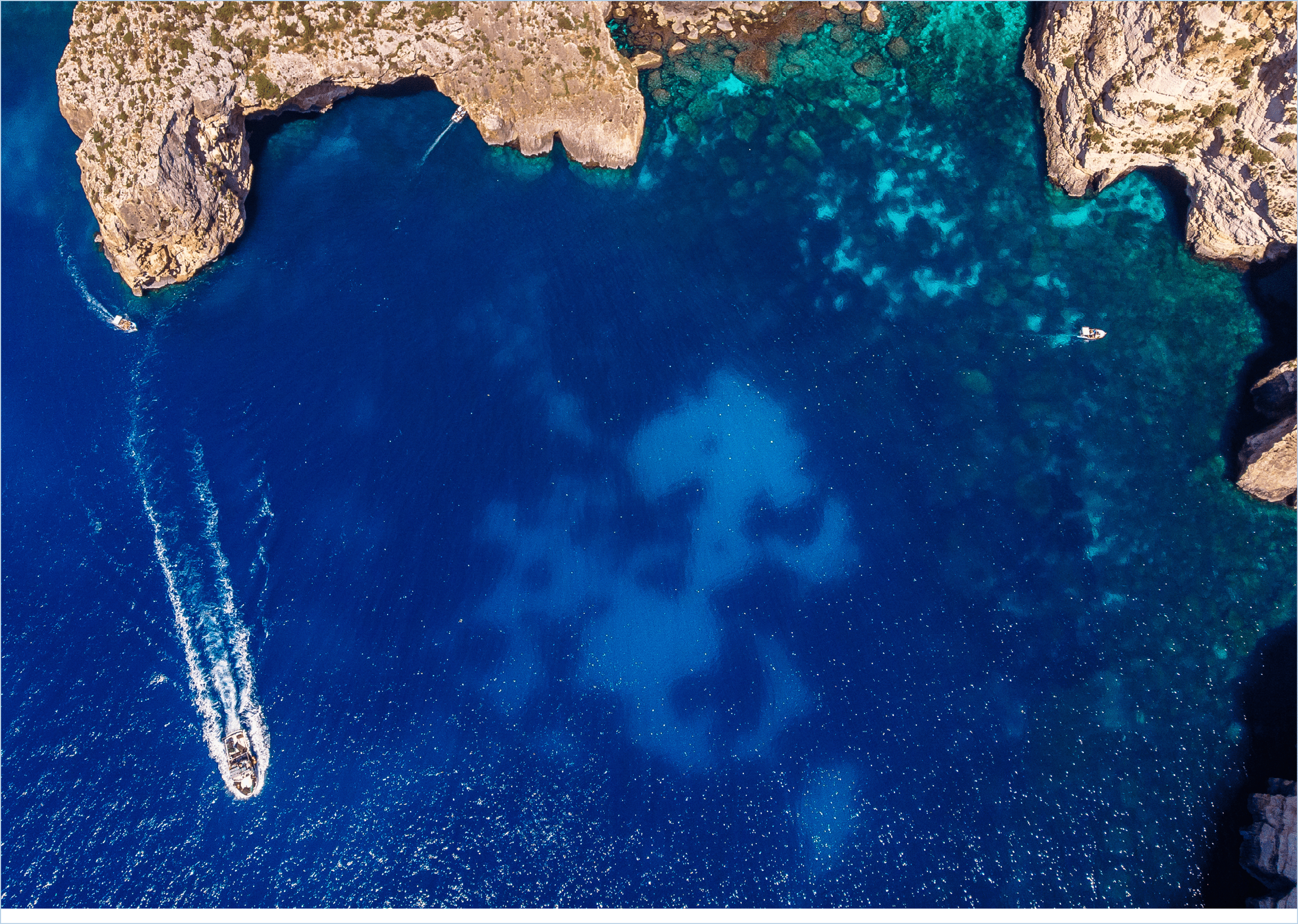 Blue Grotto in Malta  Aerial top view 