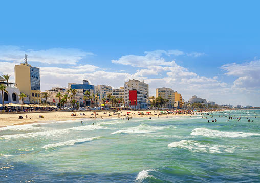 View of urban beach in Sousse  Tunisia, North Africa