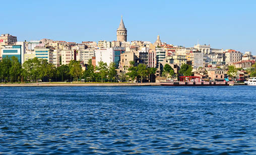 View of Istanbul sity and the Bosphorus from the pier