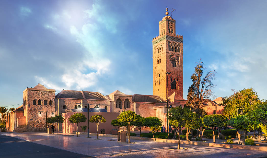Koutoubia Mosque minaret located at medina quarter of Marrakesh, Morocco