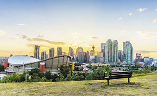 Downtown of Calgary at sunset during summertime, Alberta, Canada