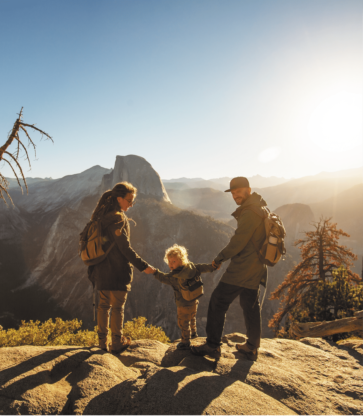 Happy family visit Yosemite national park in California