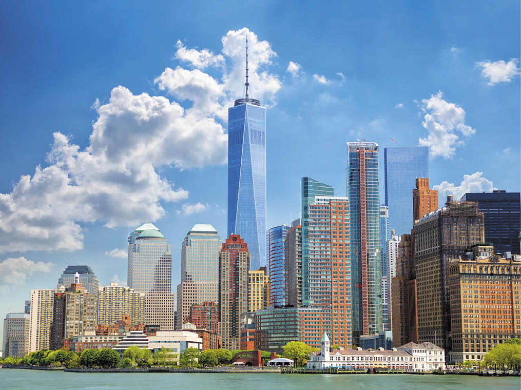 Lower Manhattan urban skyscrapers in New York City