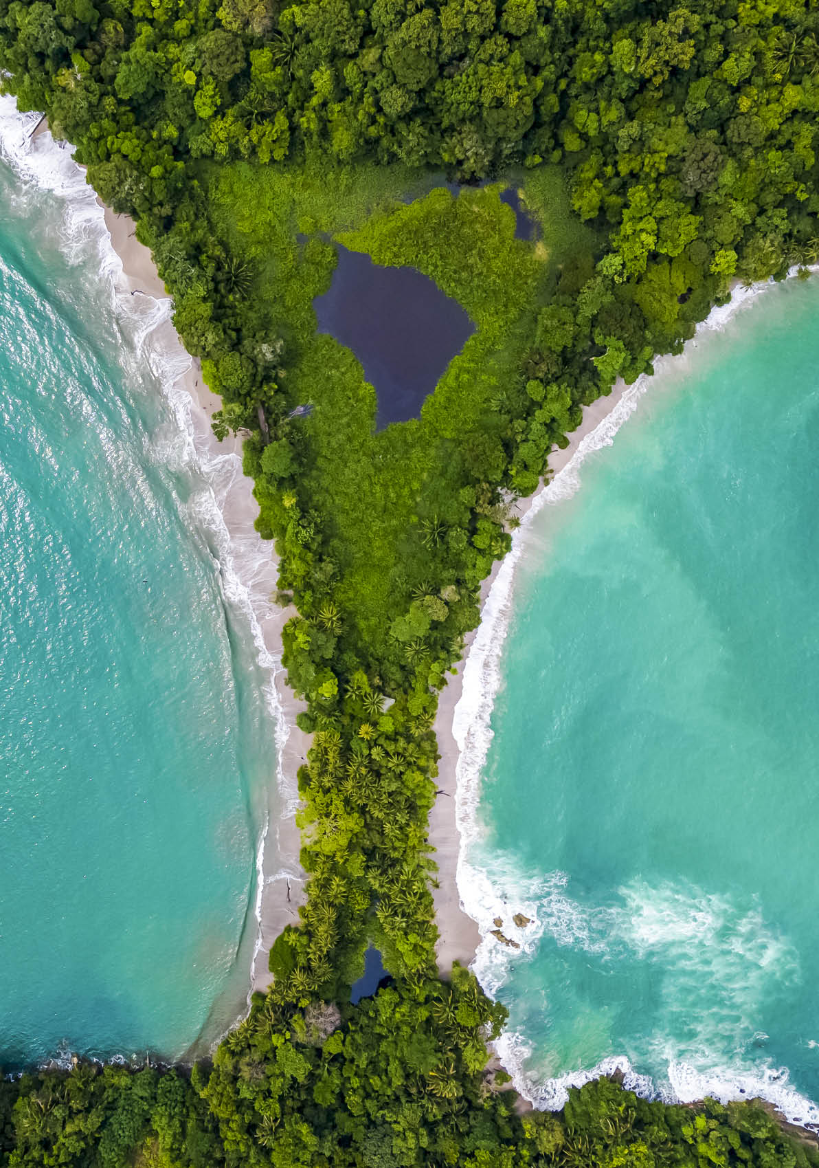 Beautiful aerial view of Manuel Antonio National Park and its magnificent beach in Quepos Costa Rica 