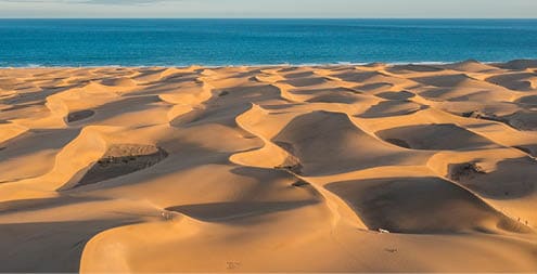 Aerial Maspalomas dunes view on Gran Canaria, Canary Islands, Spain