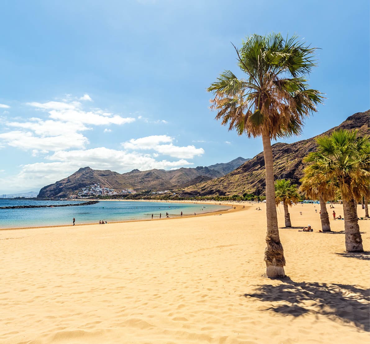 Playa de Las Teresitas in Tenerife / Canary Islands and Santa Cruz in the background.