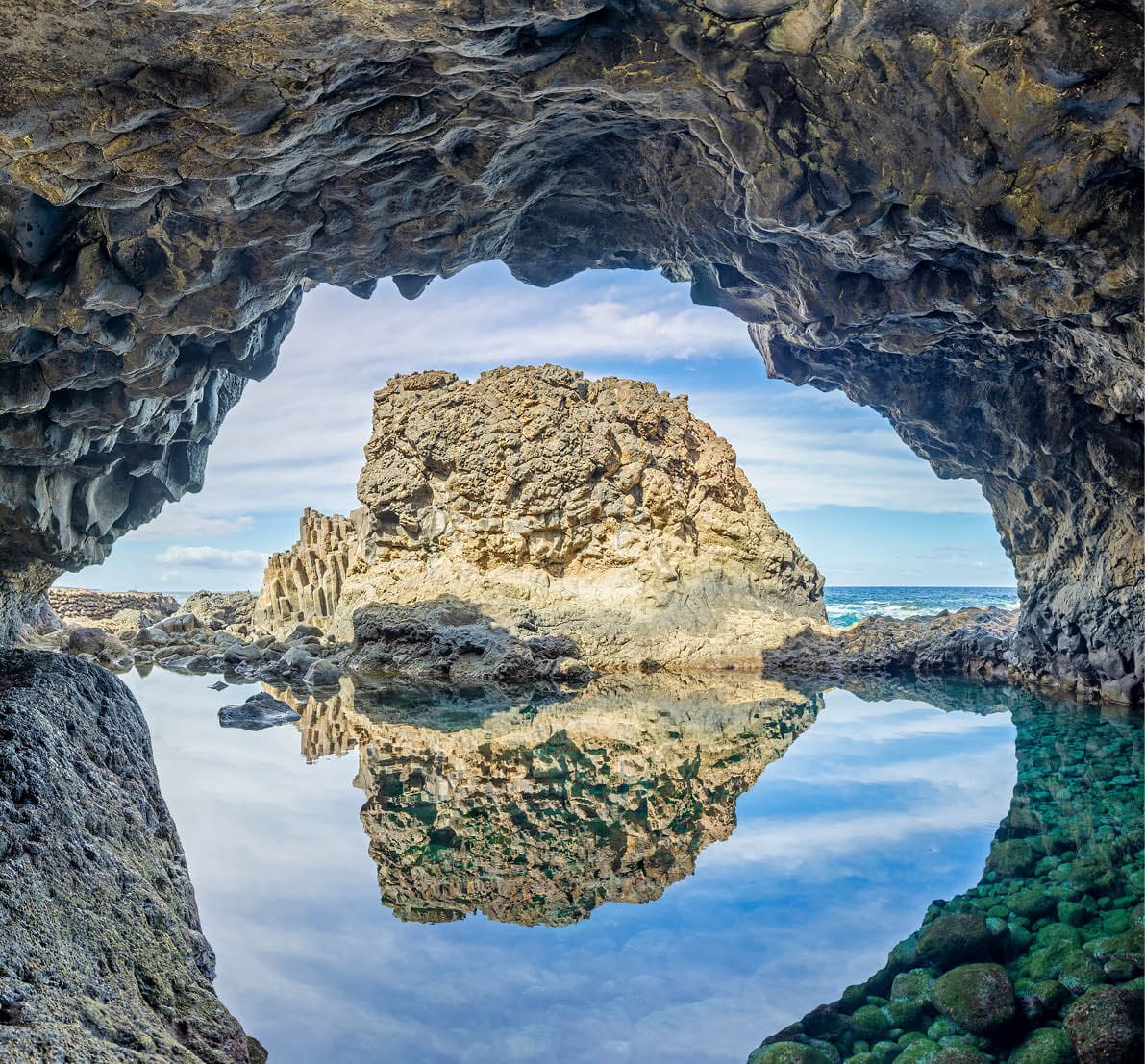 Volcanic Cavern at beach Charco Azul - El Hierro, Canary Islands