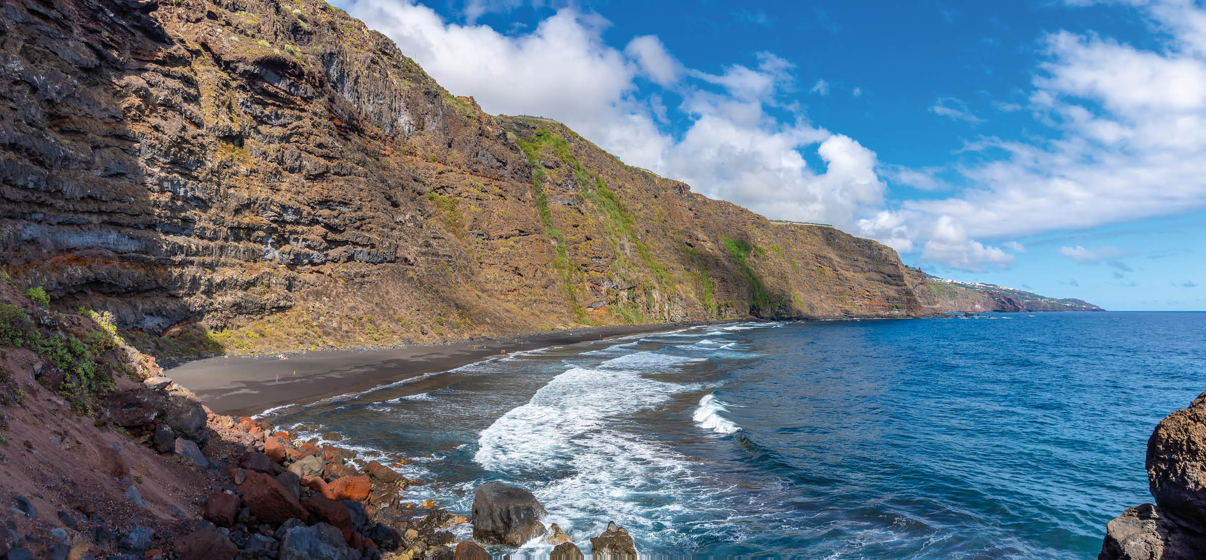 Panoramic from above the Nogales beach in the east of La Plama Island, Canary Islands. Spain