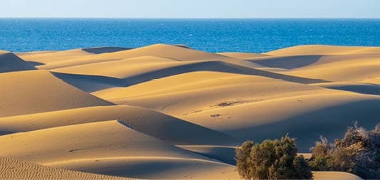 The famous Dunes of Maspalomas, Gran Canaria in summer