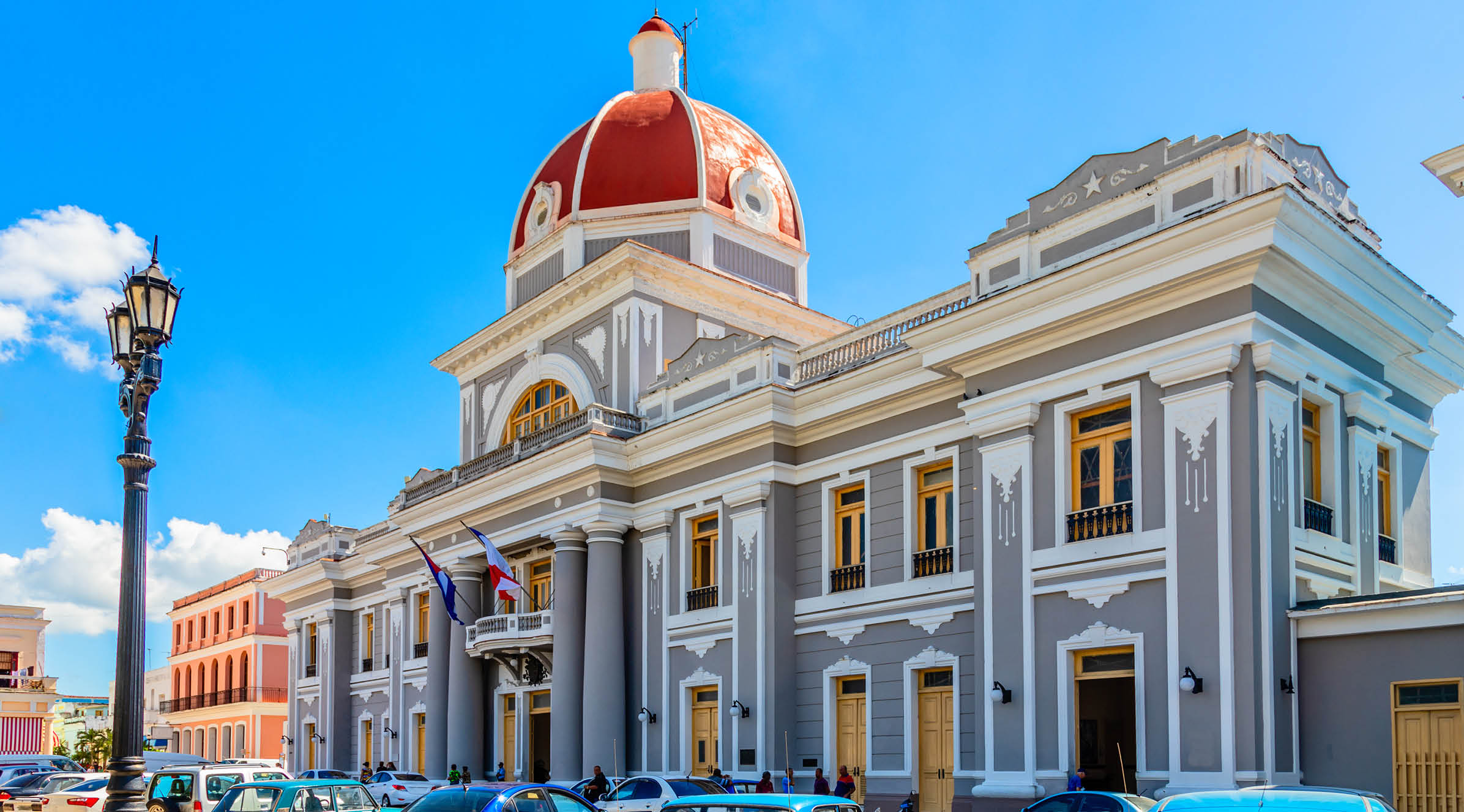 Central square wit red dome palace, Cienfuegos, Cuba
