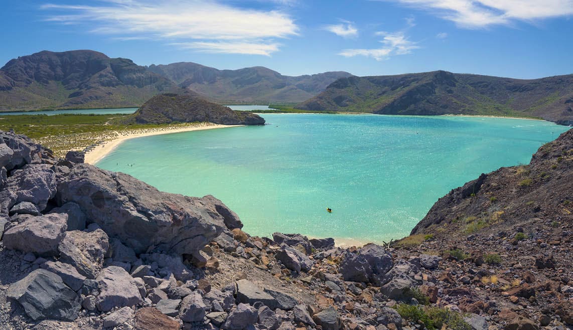 Balandra Bay (Bahia Balandra) just north of La Paz is one of the most beautiful coastal areas in Mexico. The bay is on the Sea of Cortez side of Baja California Sur.