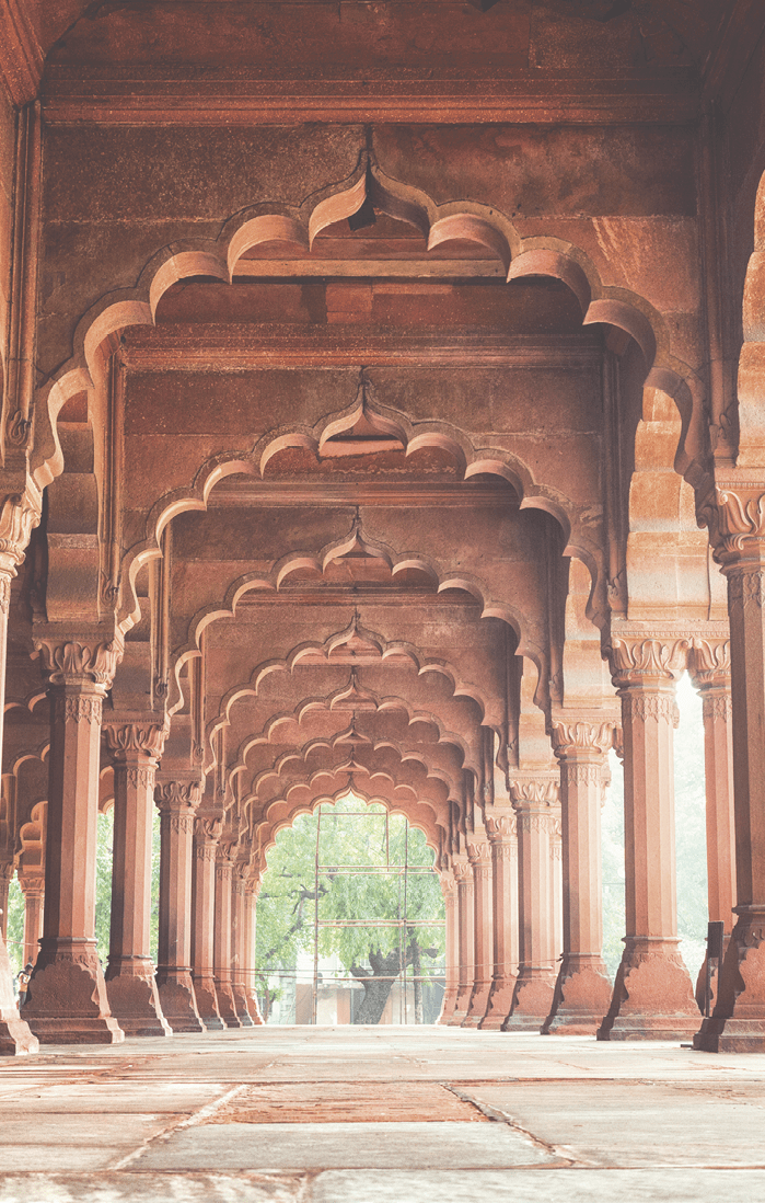 Diwan-i-Am (Hall of Audience) at the Red Fort in New Delhi, India.