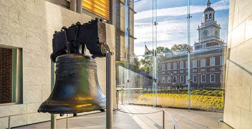 Liberty Bell old symbol of American freedom in Philadelphia Pennsylvania, USA
