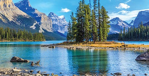 Spirit Island in Maligne Lake, Jasper National Park, Alberta, Canada