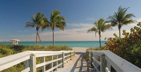 Boardwalk to a Florida beach in Winter, USA