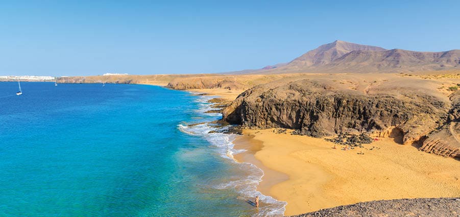 Turquoise ocean water on Papagayo beach, Lanzarote, Canary Islands, Spain