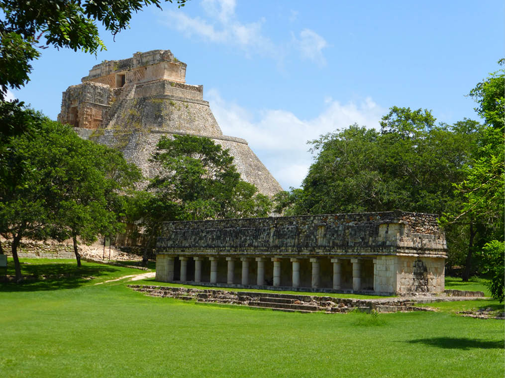 Photo taken at Uxmal in Yucatan - Mexico  View of the main mayan pyramid and temple