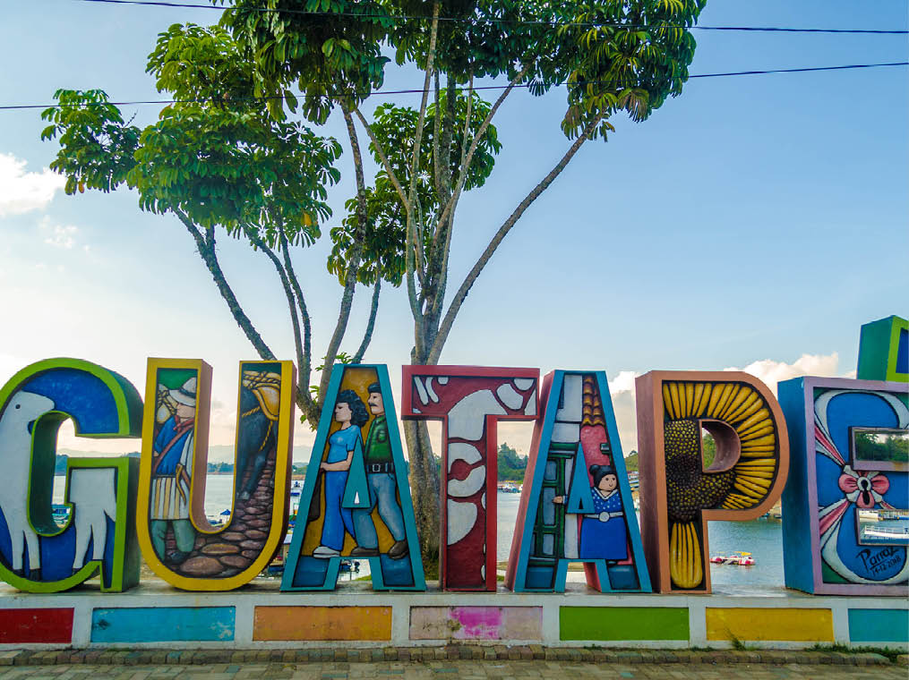 Colorful Guatape Sign in Guatape near Medellin, Colombia