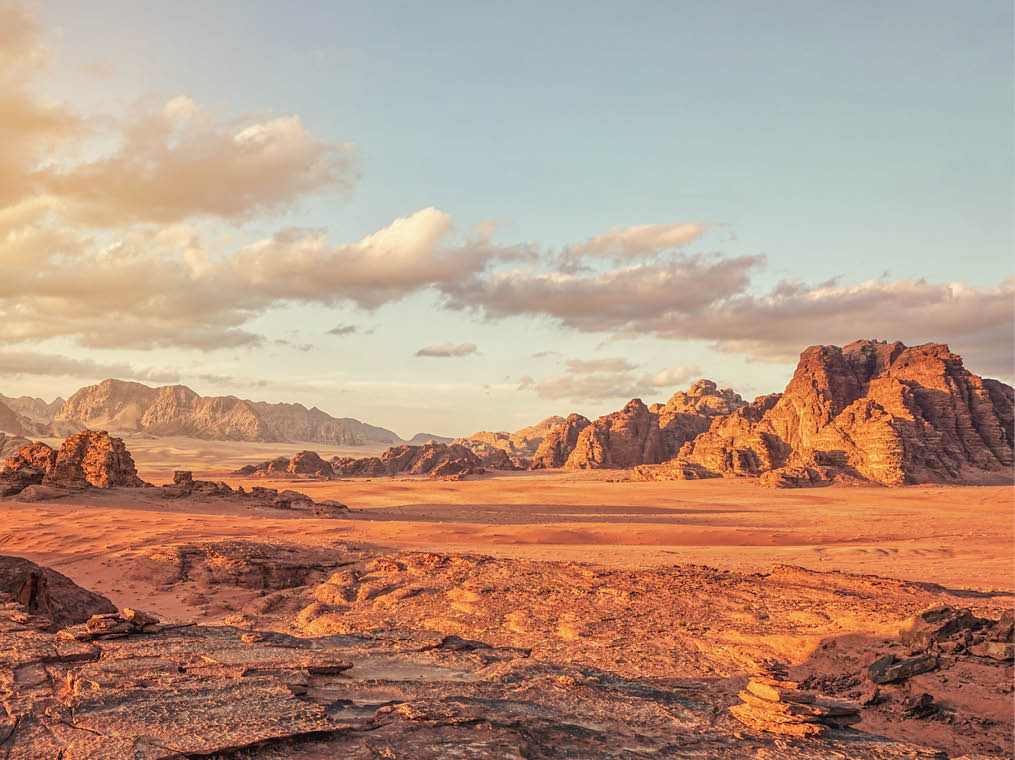 Red Mars like landscape in Wadi Rum desert, Jordan, this location was used as set for many science fiction movies 