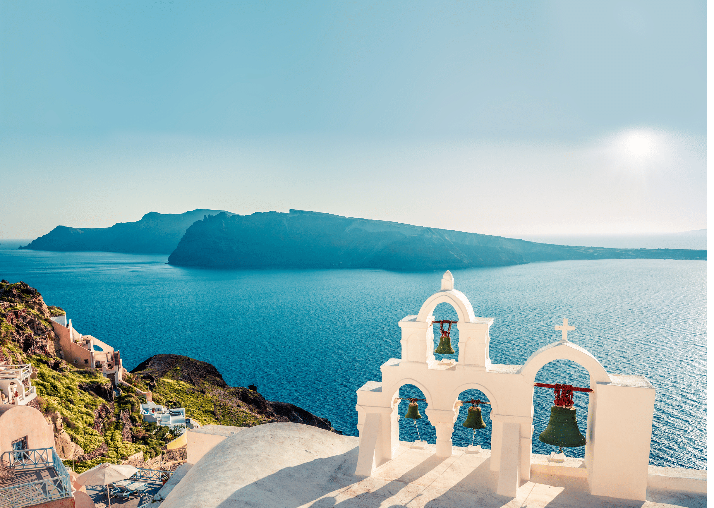 Incredible morning view of Santorini island  Picturesque spring scene of the  famous Greek resort - Fira, Greece, Europe  Traveling concept background  Instagram filter toned  