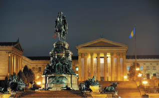 Philadelphia Art Museum at night as the famous city attractions 
