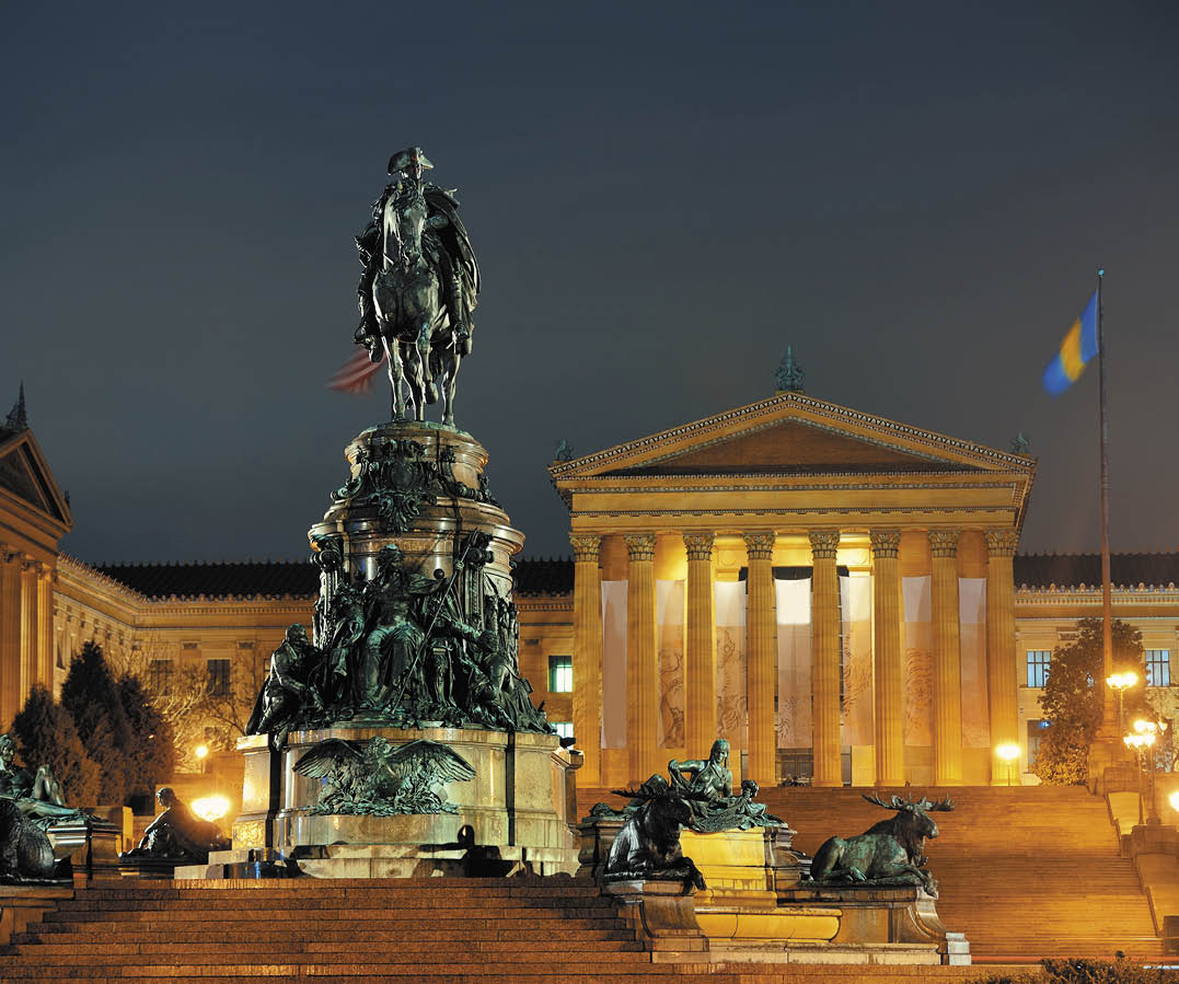 Philadelphia Art Museum at night as the famous city attractions 