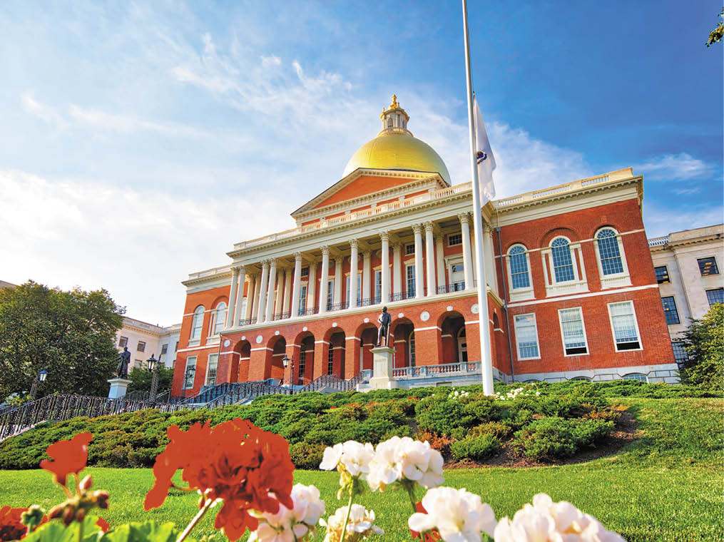 Massachusetts State House, a landmark attraction frequently visited by numerous tourists
