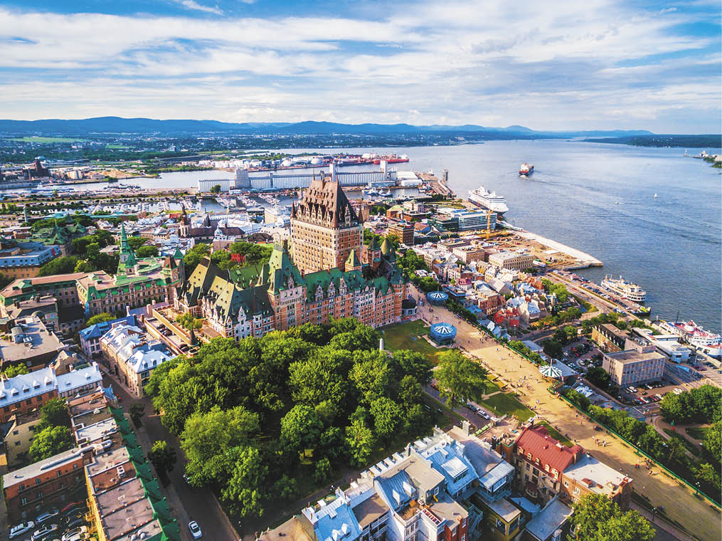 Quebec City and Old Port aerial view, Quebec, Canada 